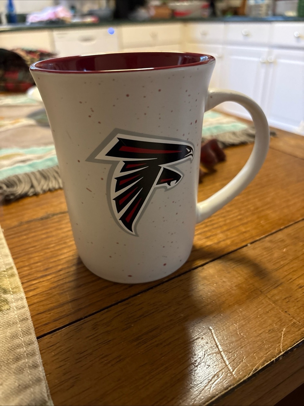Atlanta Falcons Speckled Ceramic Coffee Mug - White with Red Interior